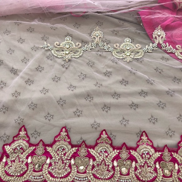 Heavy net and georgette saree/sari NWOT - Picture 3 of 5
